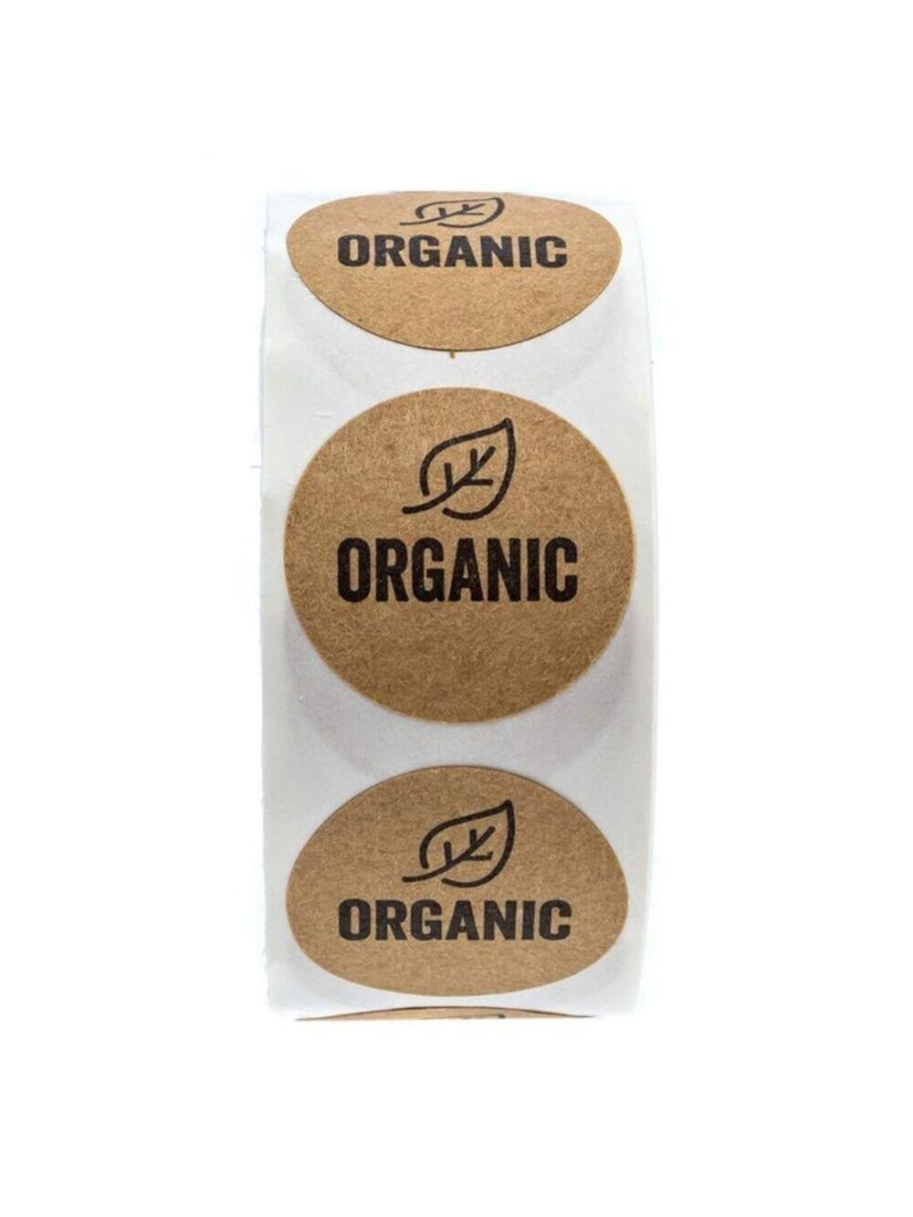 500 organic 1" kraft wafer Stickers with leaf - Picture 5 of 6